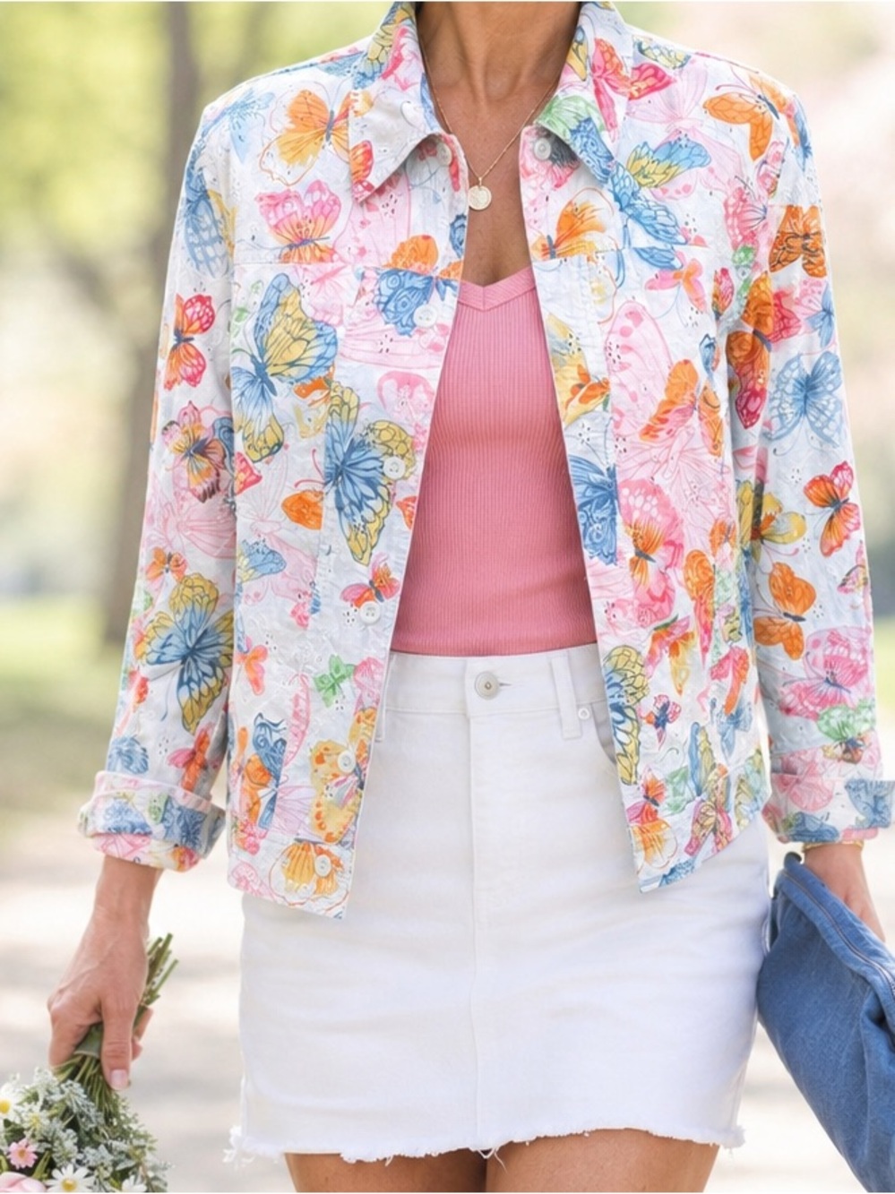 Butterfly Eyelet Embroidery 100% Cotton Alfred Dunner 14P Cottagecore Fairy